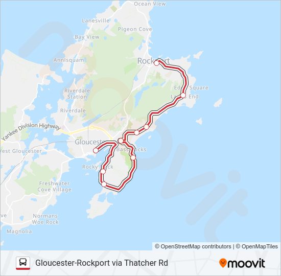GLOUCESTER - ROCKPORT VIA THATCHER ROAD Bus Line Map