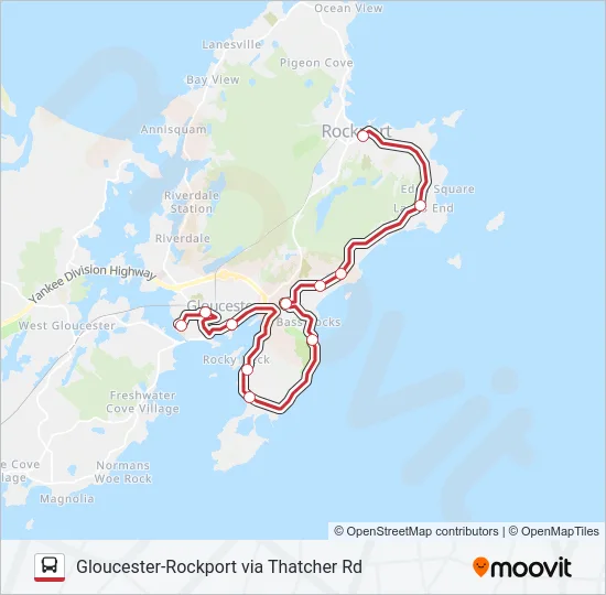 GLOUCESTER - ROCKPORT VIA THATCHER ROAD Bus Line Map