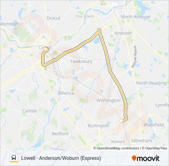 LOWELL LINE SHUTTLE Bus Line Map