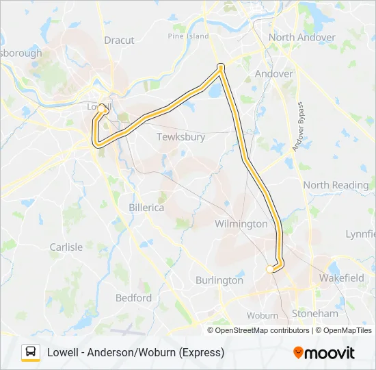 LOWELL LINE SHUTTLE Bus Line Map