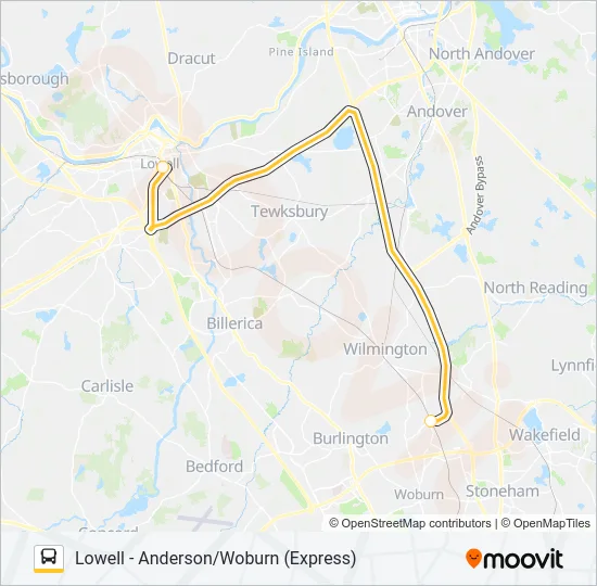 LOWELL LINE SHUTTLE Bus Line Map