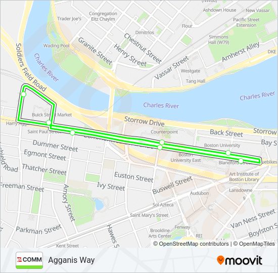 COMM AVE Bus Line Map