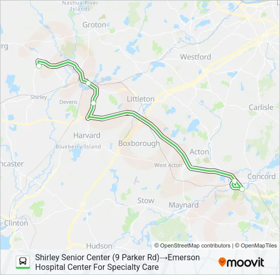 EMERSON HOSPITAL SHUTTLE Bus Line Map