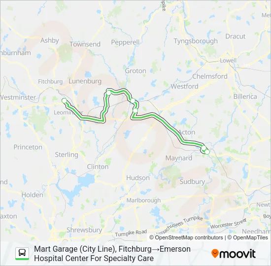 EMERSON HOSPITAL SHUTTLE Bus Line Map