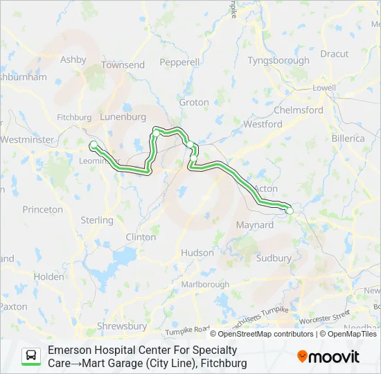 EMERSON HOSPITAL SHUTTLE Bus Line Map