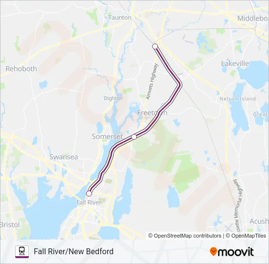 FALL RIVER/NEW BEDFORD Train Line Map