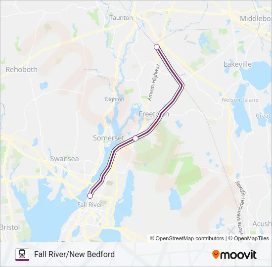 FALL RIVER/NEW BEDFORD Train Line Map