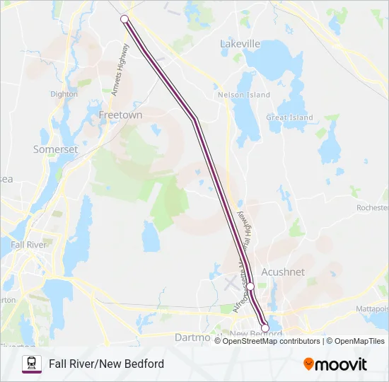 FALL RIVER/NEW BEDFORD Train Line Map