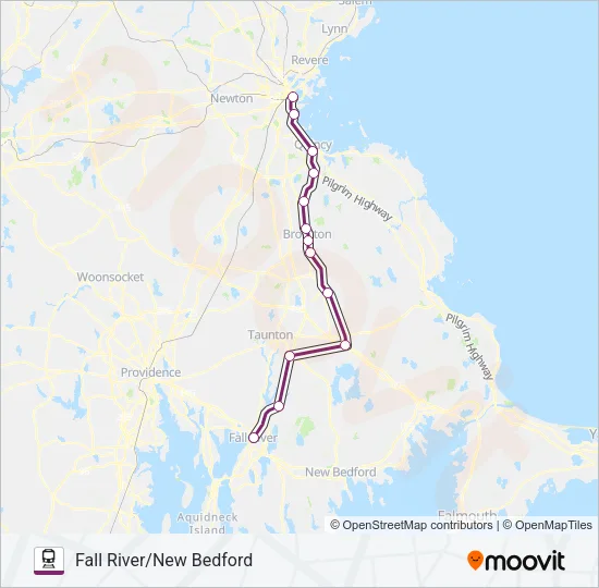 FALL RIVER/NEW BEDFORD Train Line Map