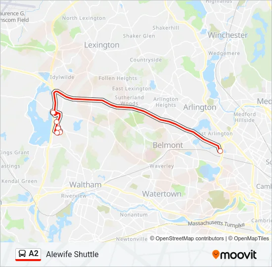 Mapa de A2 de autobús