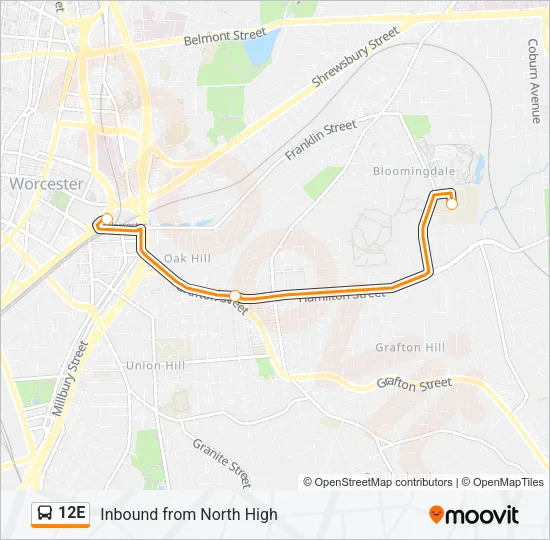 12E Bus Line Map