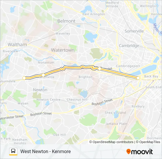 Mapa de WORCESTER LINE SHUTTLE de autobús