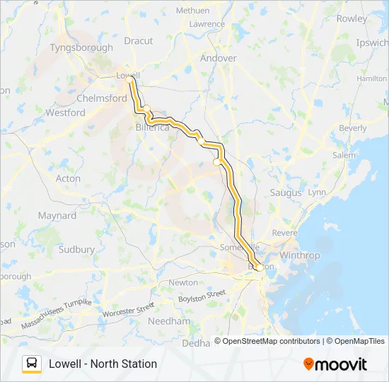 LOWELL LINE SHUTTLE Bus Line Map