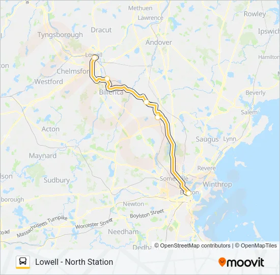 LOWELL LINE SHUTTLE Bus Line Map