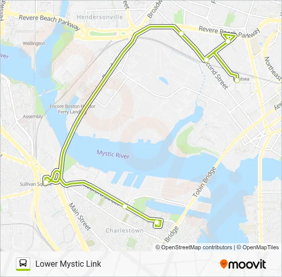 LOWER MYSTIC LINK Bus Line Map