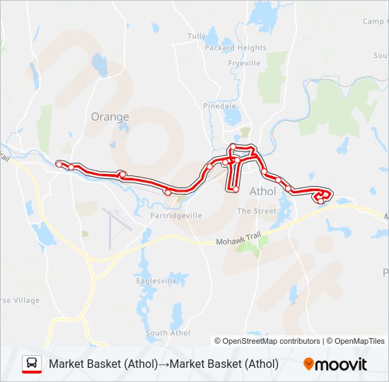 ATHOL/ORANGE SHUTTLE Bus Line Map