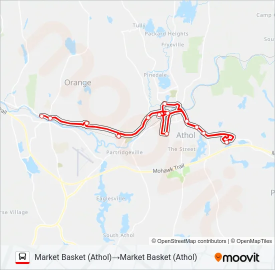 ATHOL/ORANGE SHUTTLE Bus Line Map