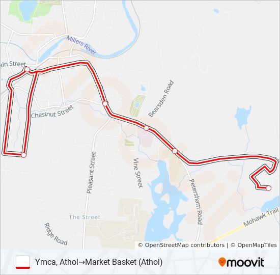 Mapa de ATHOL/ORANGE SHUTTLE de autobús
