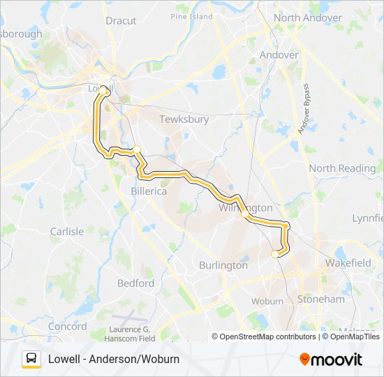 LOWELL LINE SHUTTLE Bus Line Map