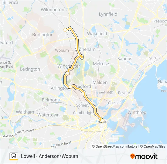 LOWELL LINE SHUTTLE Bus Line Map