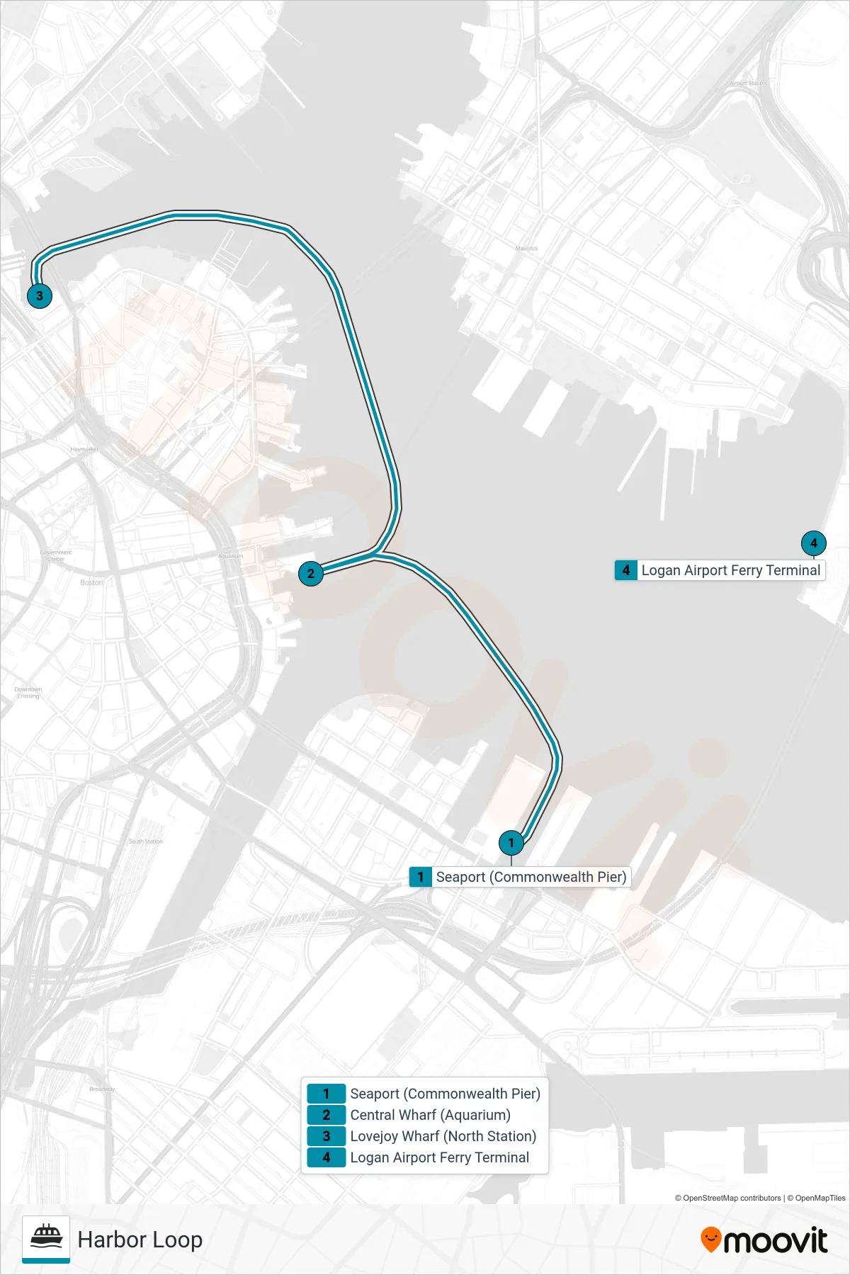 HARBOR LOOP FERRY ferry Line (Harbor Loop) route and stops on a map