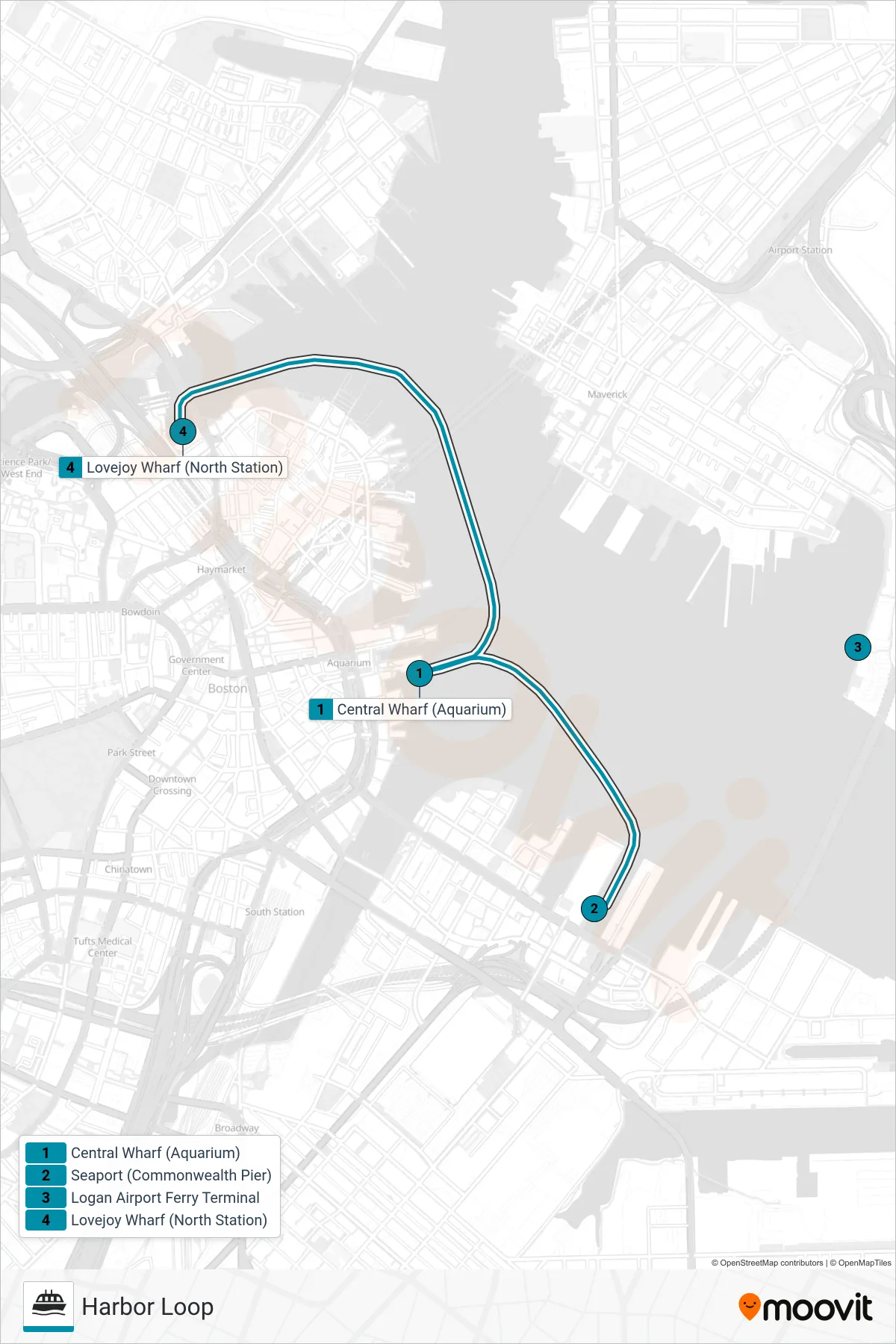 HARBOR LOOP FERRY ferry Line (Harbor Loop) route and stops on a map
