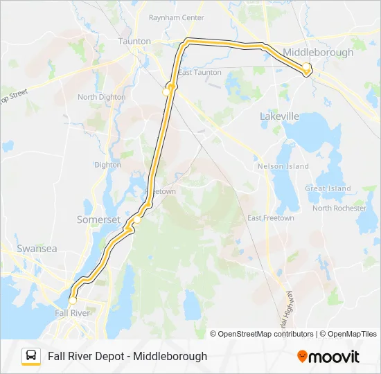 FALL RIVER SHUTTLE Bus Line Map