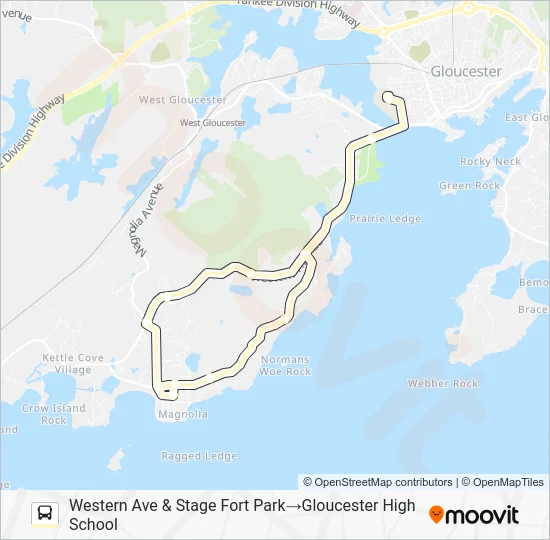 MAGNOLIA TO GHS Bus Line Map