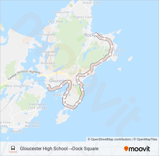 BACK SHORE, ROCKY NECK TO GHS bus Line Map