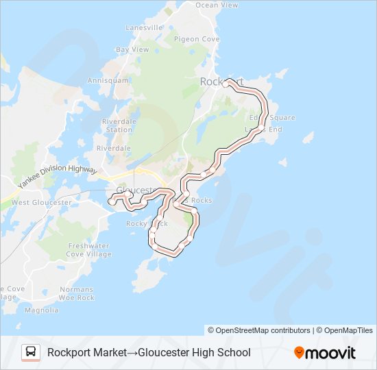 BACK SHORE, ROCKY NECK TO GHS bus Line Map