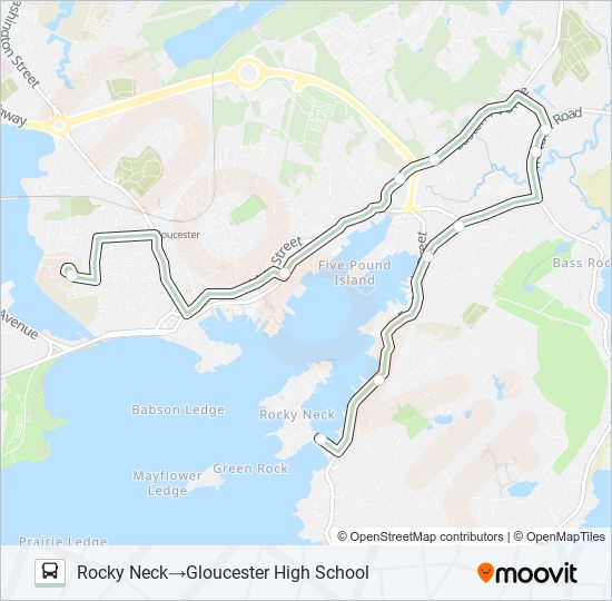 ROCKY NECK, EASTERN AVE TO GHS bus Line Map