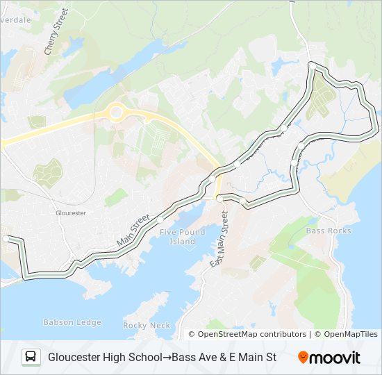 ROCKY NECK, EASTERN AVE TO GHS bus Line Map