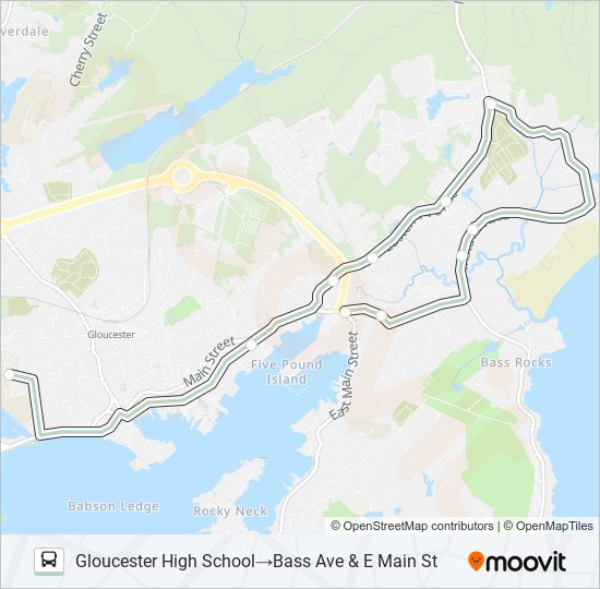 ROCKY NECK, EASTERN AVE TO GHS bus Line Map