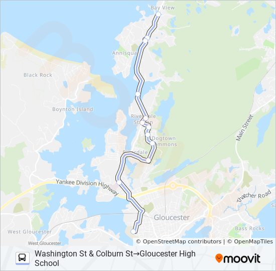 WASHINGTON ST, CHERRY ST TO GHS Bus Line Map
