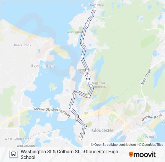WASHINGTON ST, CHERRY ST TO GHS Bus Line Map