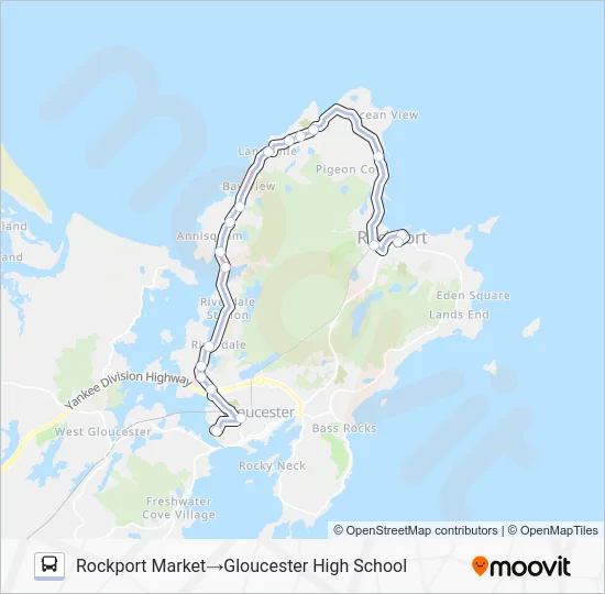 ROCKPORT, LANESVILLE, WASHINGTON ST TO GHS Bus Line Map