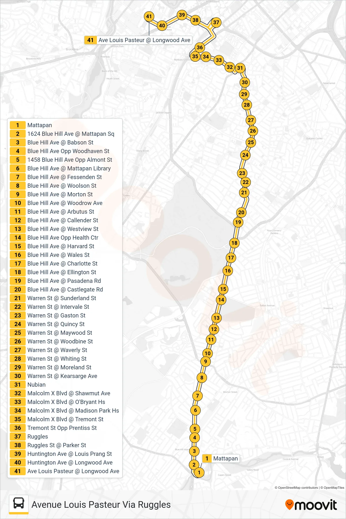 28 bus Line (Avenue Louis Pasteur Via Ruggles) route and stops on a map