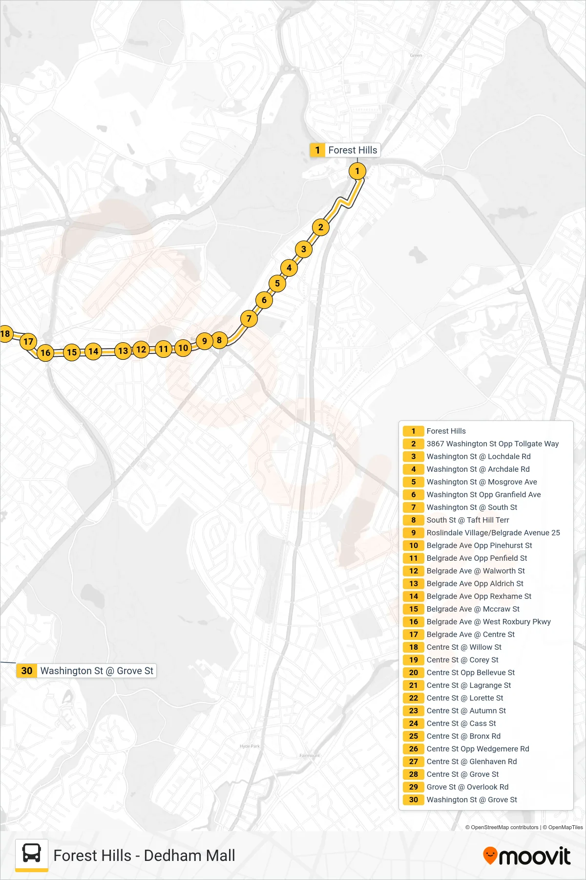 35 bus Line (Stimson St) route and stops on a map