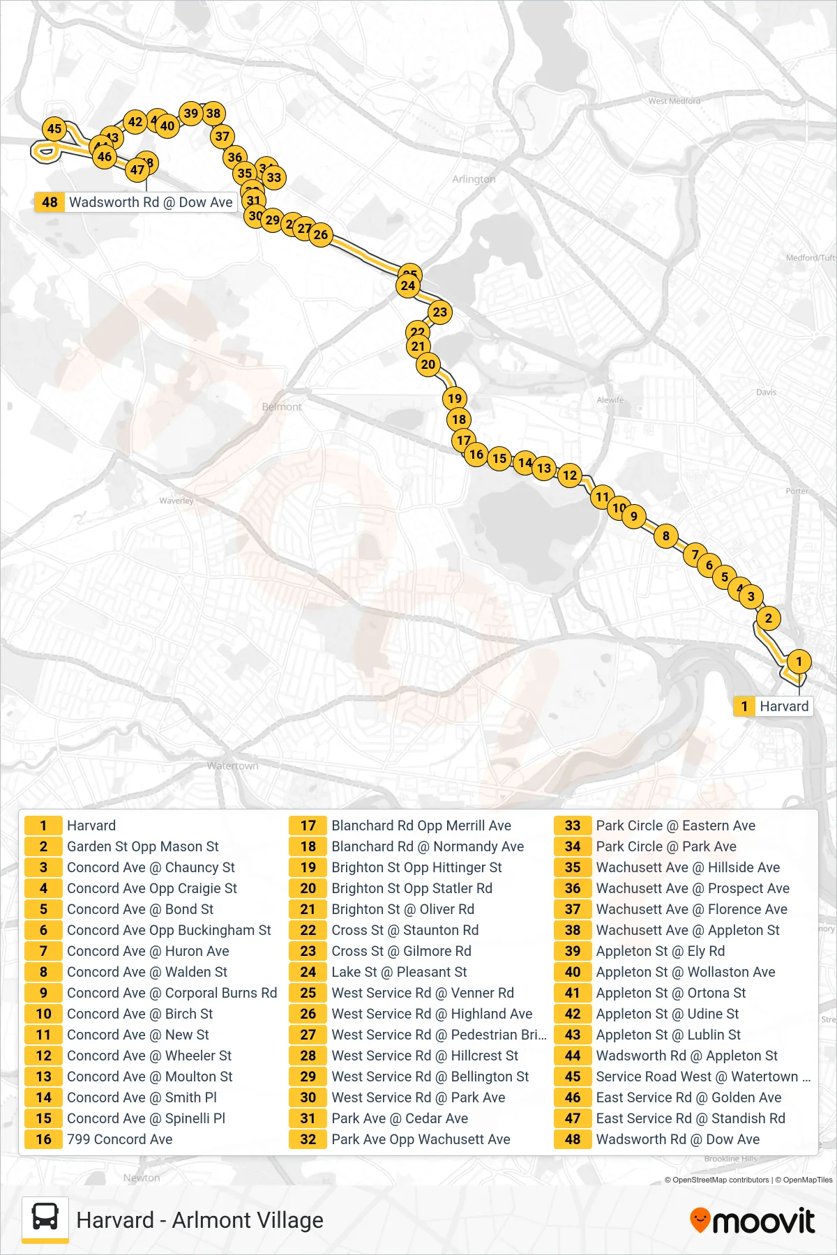 78 bus Line (Arlmont Village) route and stops on a map