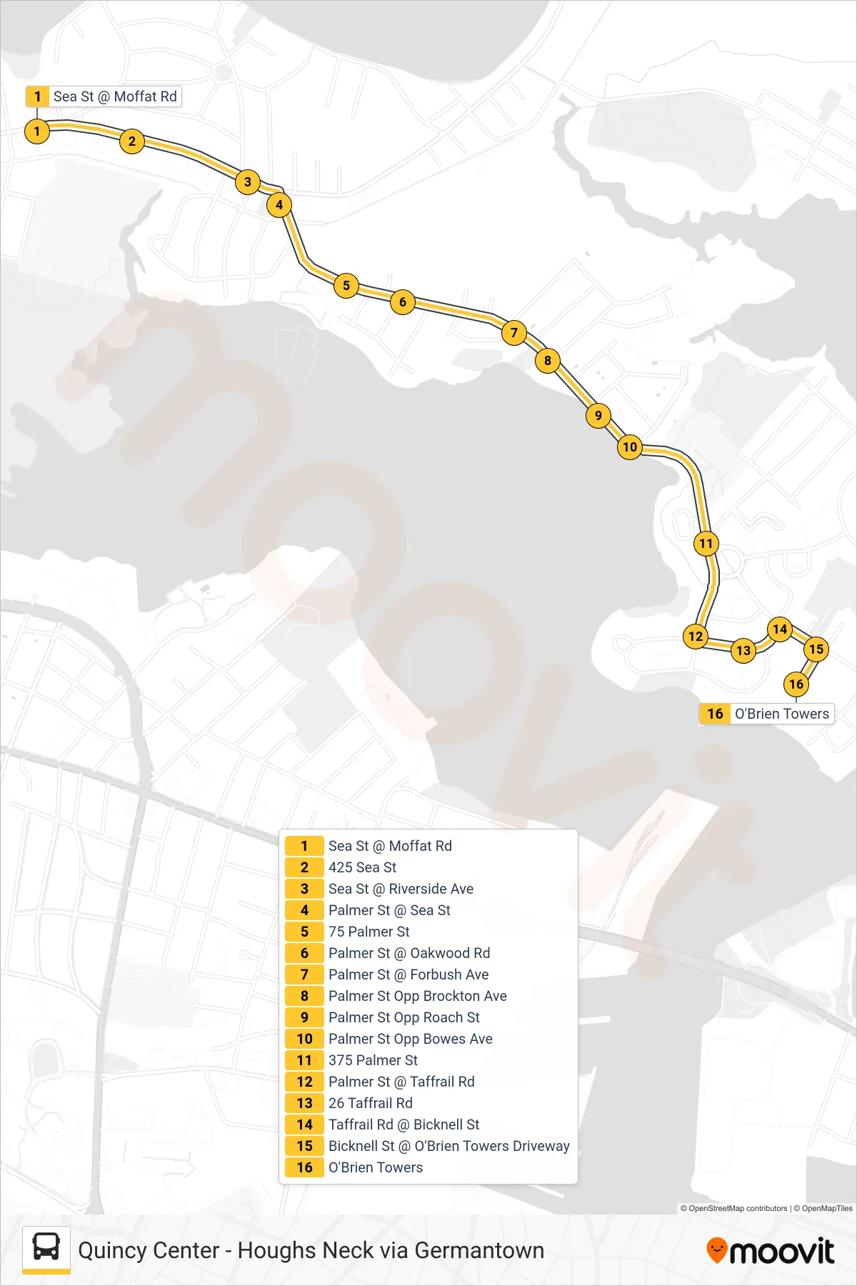 216 bus Line (Germantown) route and stops on a map