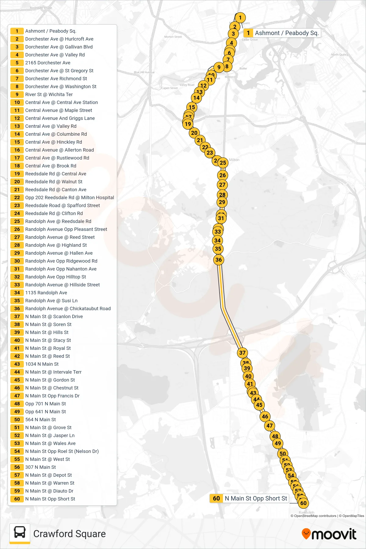 240 bus Line (Crawford Square) route and stops on a map