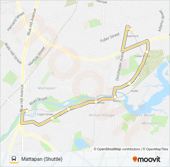 MATTAPAN LINE SHUTTLE Bus Line Map