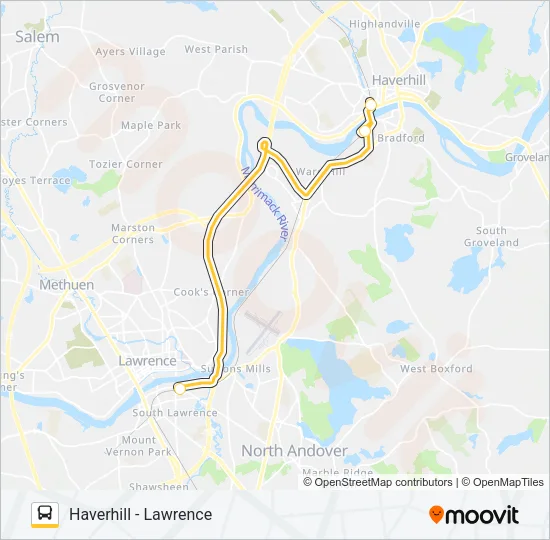 HAVERHILL LINE SHUTTLE Bus Line Map