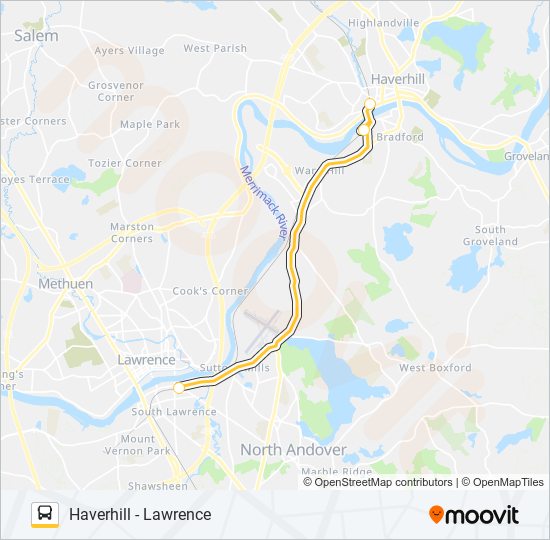 Mapa de HAVERHILL LINE SHUTTLE de autobús