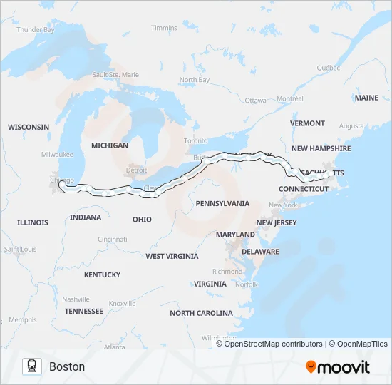 LAKE SHORE LIMITED Train Line Map