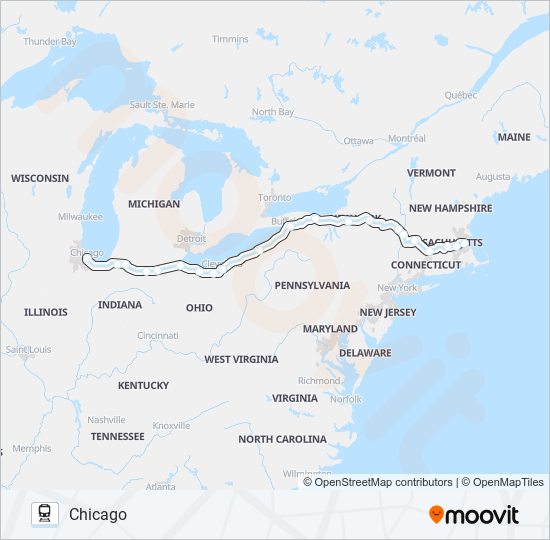 LAKE SHORE LIMITED train Line Map