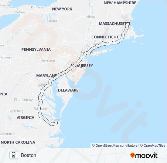 NORTHEAST REGIONAL Train Line Map