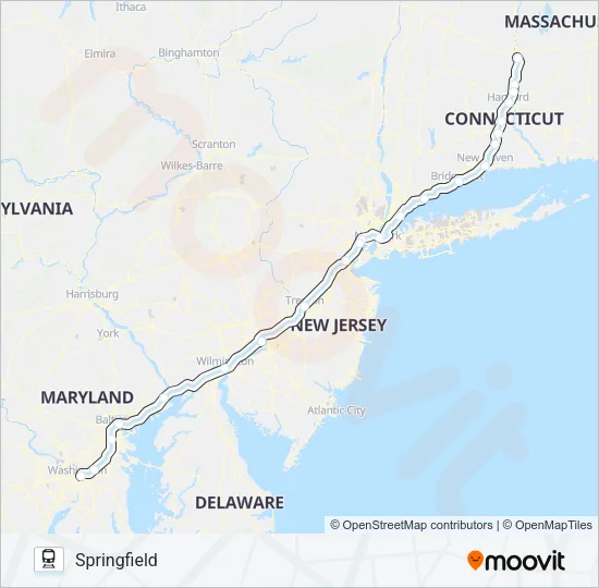 NORTHEAST REGIONAL Train Line Map