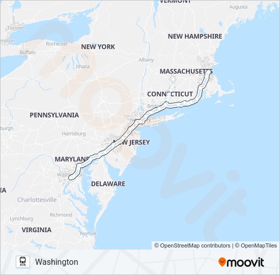 NORTHEAST REGIONAL Train Line Map