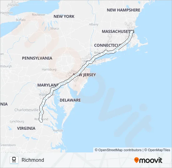 NORTHEAST REGIONAL Train Line Map
